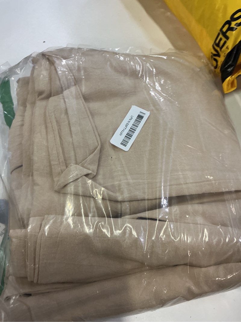 Condition photo showing As Is for face two face bedding duvet cover set100% washed cotton duvet cover linen like textured breathable durable soft comfy (queen, tannish linen grey) queen tannish linen grey