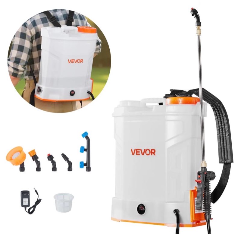 vevor battery powered backpack sprayer, 3.2 gal powerful electric backpack sprayer, 2 retractable wands & 5 nozzles, adjustable 0-90 psi, 2 hour runtime, portable weed sprayers for yard garden lawn
