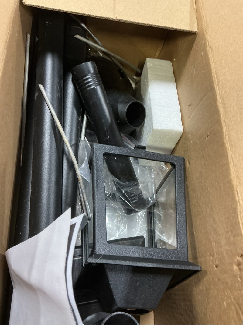 Condition photo showing As Is for pasamic outdoor solar post lights, 2-pack 63" dusk to dawn solar lamp posts, waterproof floor lamps,