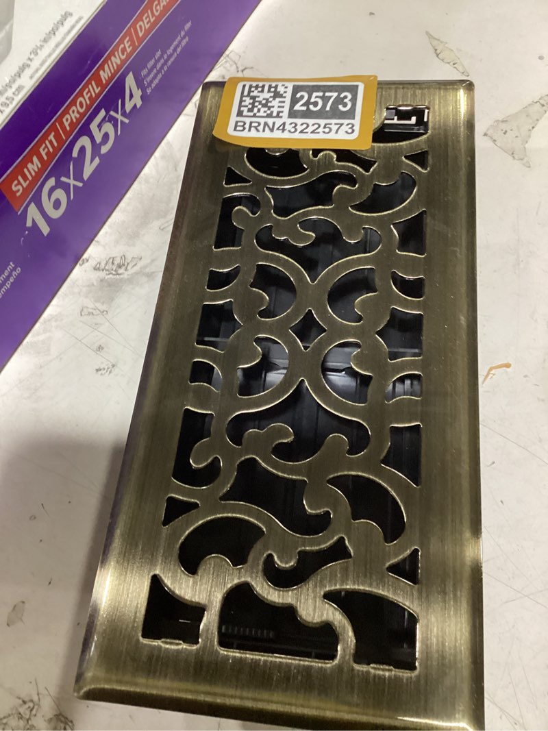 Condition photo showing Good Condition for howeall 4x8 inches 2 pack heavy duty walkable floor register easy adjust air supply lever floor vents - charlotte design - vent cover for home floor - antique brass 4x8 inches antique brass 2pcs