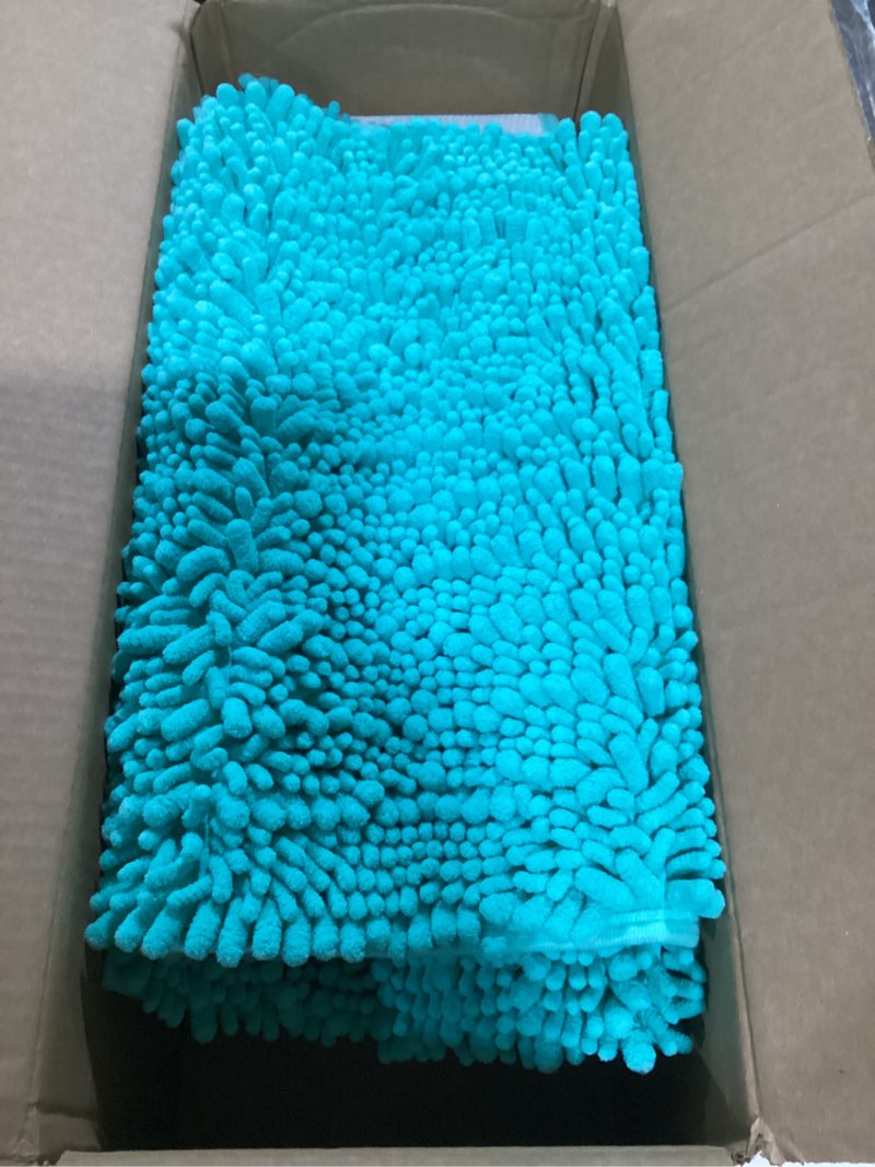 Condition photo showing Good Condition for ACCUMTEK Upgrade Extra Large Teal Green Bathroom Rug Set 3 Pieces Ultra Soft, Thick Absorbent Bath Mats, Non Slip Chenille Toilet Mat for Bathroom, Bedroom, Kitchen, Turquoise 4'×1'8"+ 2'x1'5"+ U Shape 1'8"x2' Turquoise