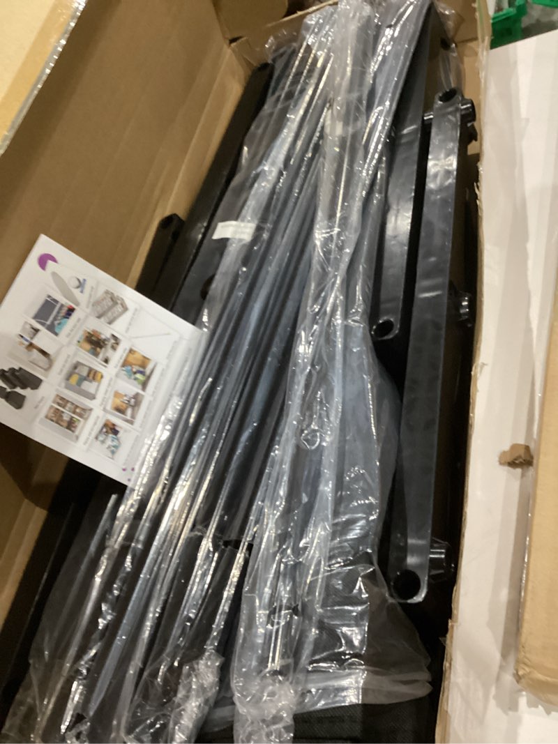 Condition photo showing As Is for SORCEDAS Portable Wardrobe Closet Storage Organizer Metal Hanging Rack Non-Woven Fabric 34 Inch Black