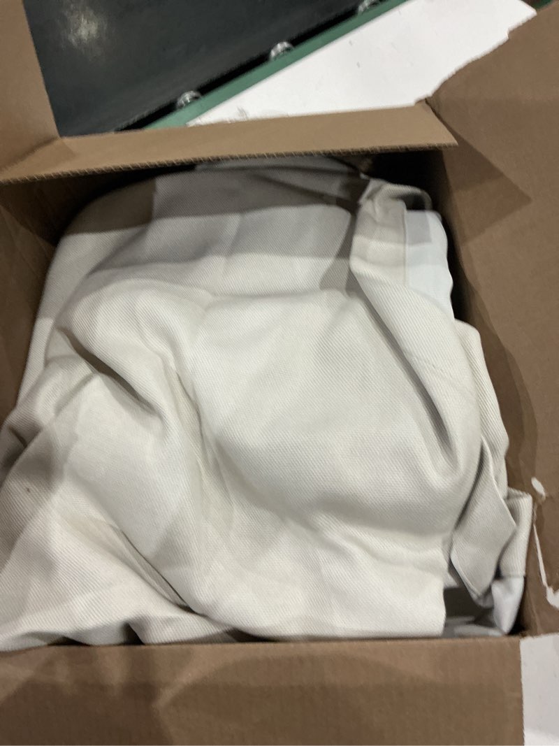 Condition photo showing As Is for nicetown room darkening curtains 84 inches long thermal faux linen curtains for bedroom 2 panels, pinch pleated light blocking thermal insulated thick drapes for living room, natural, w50 x l84 natural 50"w x 84"l (pack of 2)