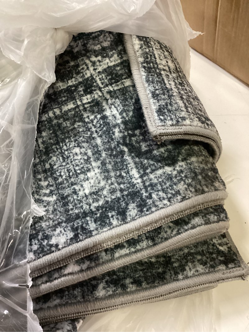 Condition photo showing Good Condition for latte&fog 5x7 area rugs for living room bedroom, vintage grey washable rug, boho floral non slip low pile carpet for indoor dining room, farmhouse, office and dorm(grey 5'x7') grey 5' x 7' (rectangular)