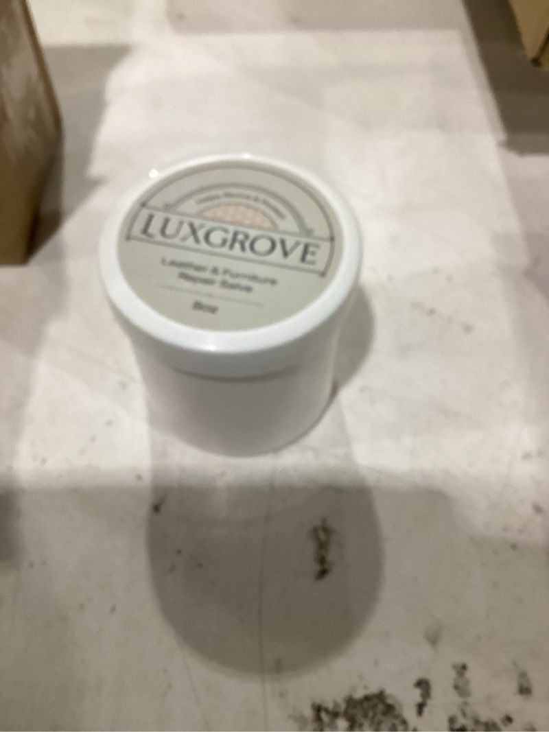 Condition photo showing Good Condition for luxgrove® wood & leather furniture repair salve, conditioning balm for couches, car seats, tables, cabinets, doors, shoes, purses, boots & saddles, helps revive dry, dull & scuffed surfaces, 8oz 8 ounce (pack of 1)