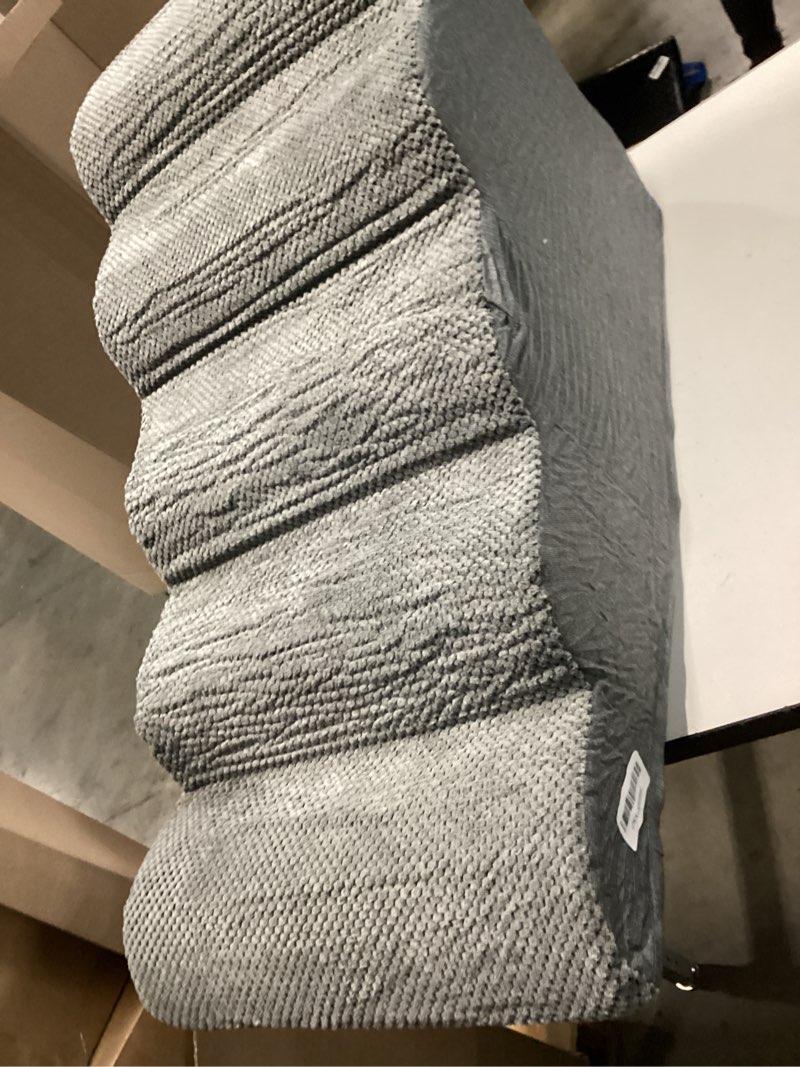 Condition photo showing As Is for IFNOW Dog Stairs for Small Medium Dogs and Cats 19.7" H, 5-Step Studry Dog Steps for Bed, Couch, High Density Foam Pet Stairs for Dogs to Get on Bed, Non-Slip Balanced Curved Indoor Pet Ramp, Grey 5-Step 19.7''H