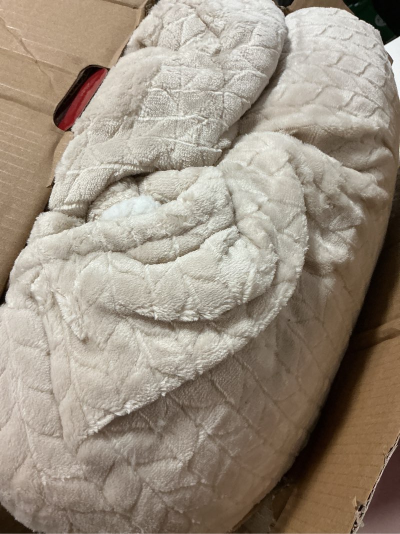 Condition photo showing As Is for Heated Blanket King Size 90"x100" Electric Blanket King with Dual Control 5 Heat Settings, 10H Auto Off, FCC/ETL Certified, Wheat Pattern Flannel, Grandma, Machine Washable, Beige 02-beige 90"x100"King