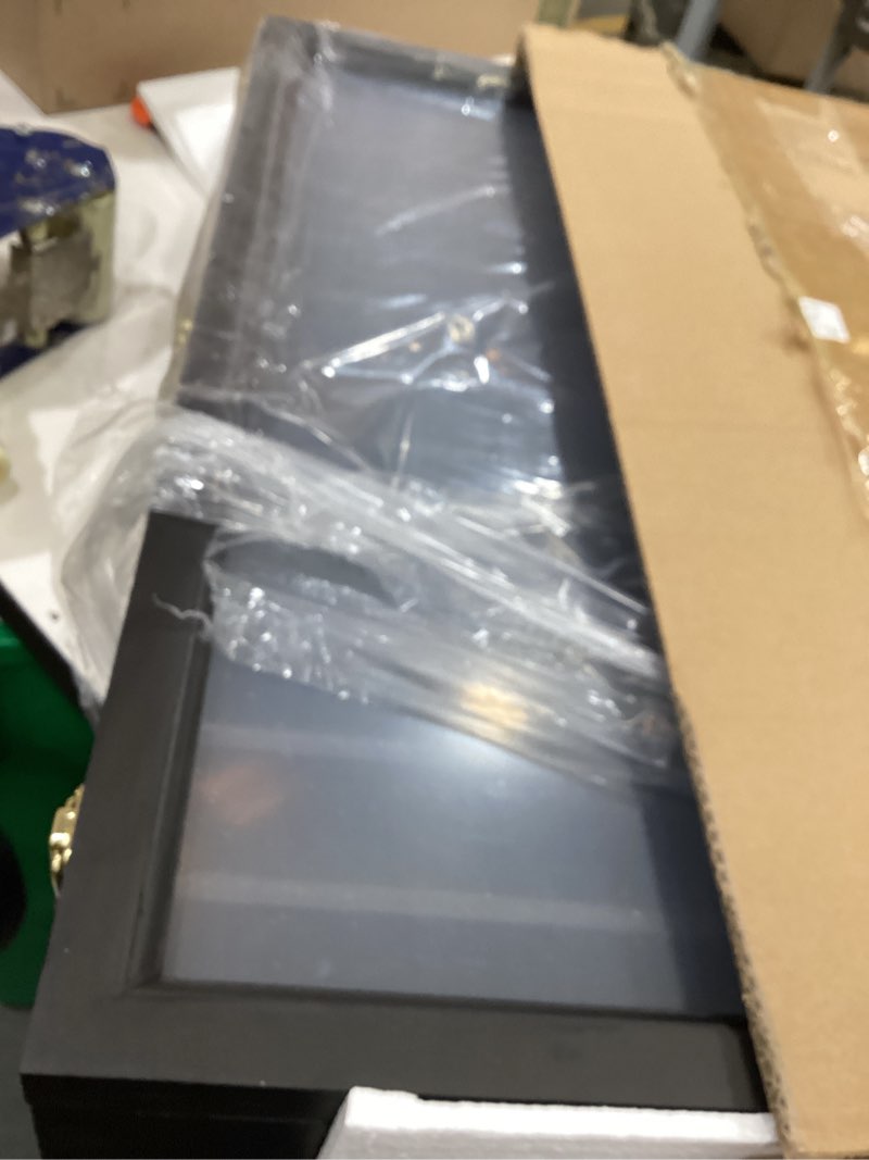 Condition photo showing New/Like New for tatuo model car display case 1/64 scale model car display case cabinet rack 26.5" x 18.75" x 3.25" large diecast wall mounted for toy collection decor(black,with door) black with door