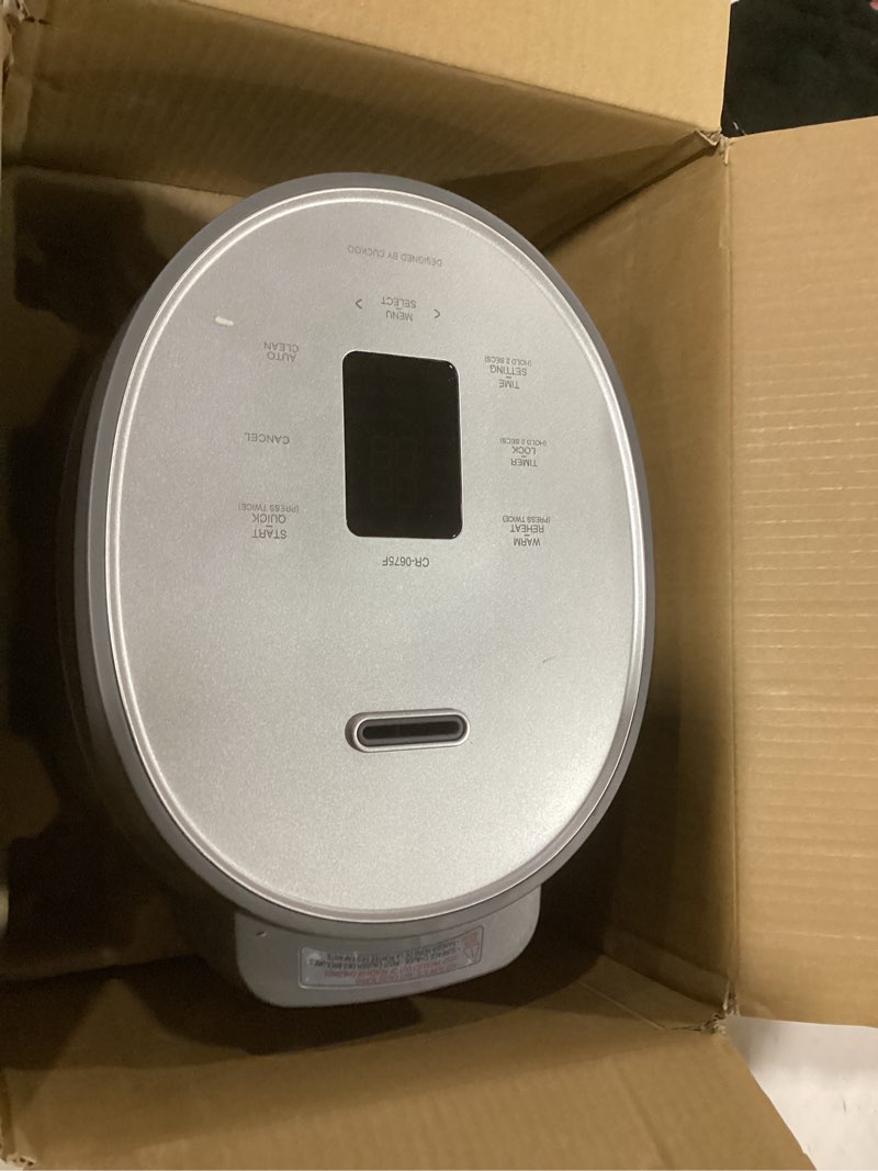 Condition photo showing Good Condition for CUCKOO Micom Rice Cooker 6-Cup Uncooked / 12-Cup Cooked with Nonstick Inner Pot, Versatile Rice Maker with 9 Menu Options, Fuzzy Logic Technology, Auto Clean, Quick Rice Mode, Gray (CR-0675FG) GRAY 6 CUP