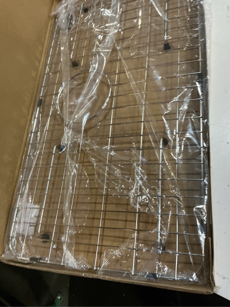 Condition photo showing Good Condition for stainless steel sink grid and protectors for bottom of kitchen sink, 26" x 14 1/16" sink bottom grid with rear drain for single sink bowl (26" x 14 1/16") 26" x 14 1/16" rear drain