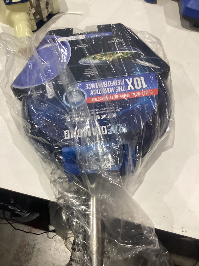 Condition photo showing Good Condition for blue diamond 2 piece nonstick frying pan set, 9.5” & 11" skillets, pfas-free ceramic, dishwasher & oven safe, stainless steel handle, durable metal utensil safe, egg & omelet pans, blue blue 9.5" and 11" frying pan skillet set