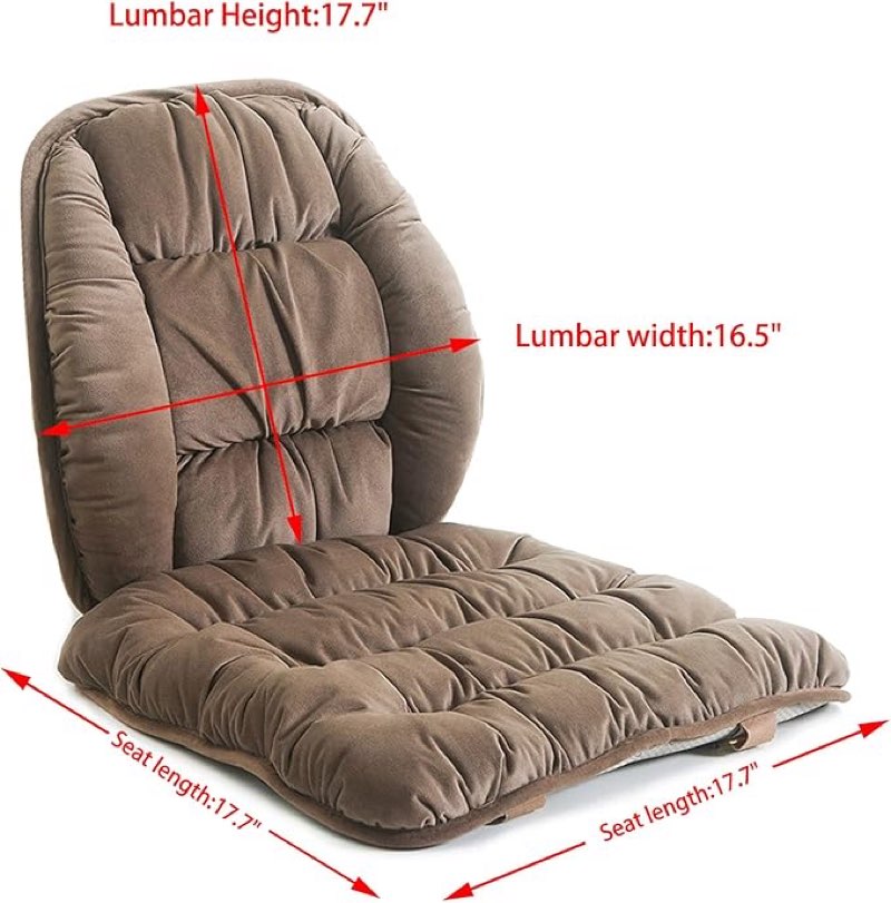 ALIBO Soft and Warm Bottom Chair Cushion Back Lumbar Support Set Non-Slip Velvet Coccyx Sitting Pads Adjustable Low Back Pain Relief Pillow for Adults Small Brown