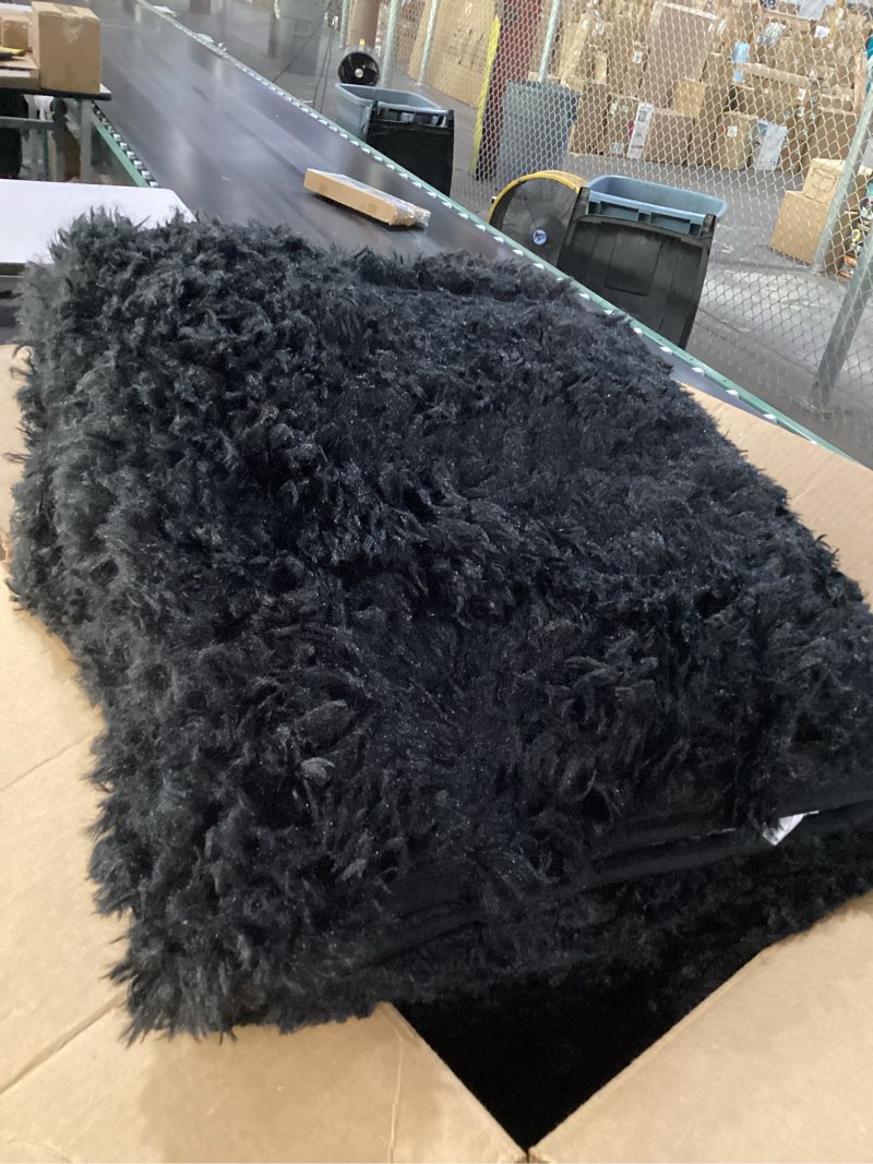 Condition photo showing Good Condition for *unsure of size *area rug for living room:ultra soft fluffy shag black rugs,large fuzzy plush indoor non slip carpet washable rug for bedroom kids nursery office dorm modern decor(black