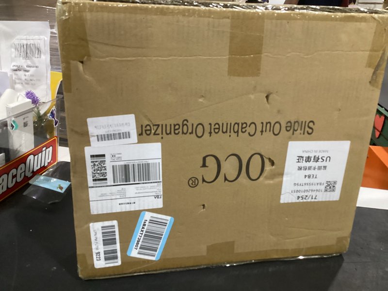 Condition photo showing New/Like New for ocg under sink cabinet organizer two tier pull out shelf (14.75w x 17d), under sink sliding shelf for kitchen bathroom cabinet 2 tier chrome 14.75w17d