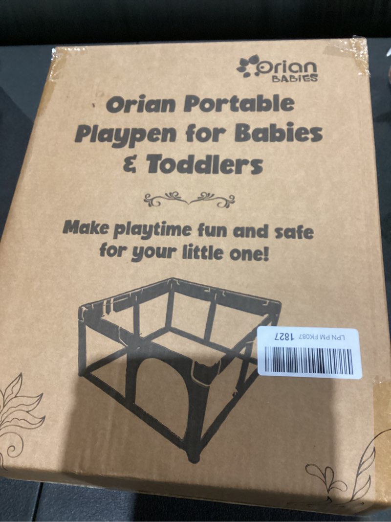Condition photo showing Good Condition for Orian Baby Playpen Large Playpen for Babies and Toddlers, Oxford Fabric, Indoor & Outdoor Play Pen, 10 Colorful Balls, 4 Pull-Up Rings, Carry Bag (50x50)