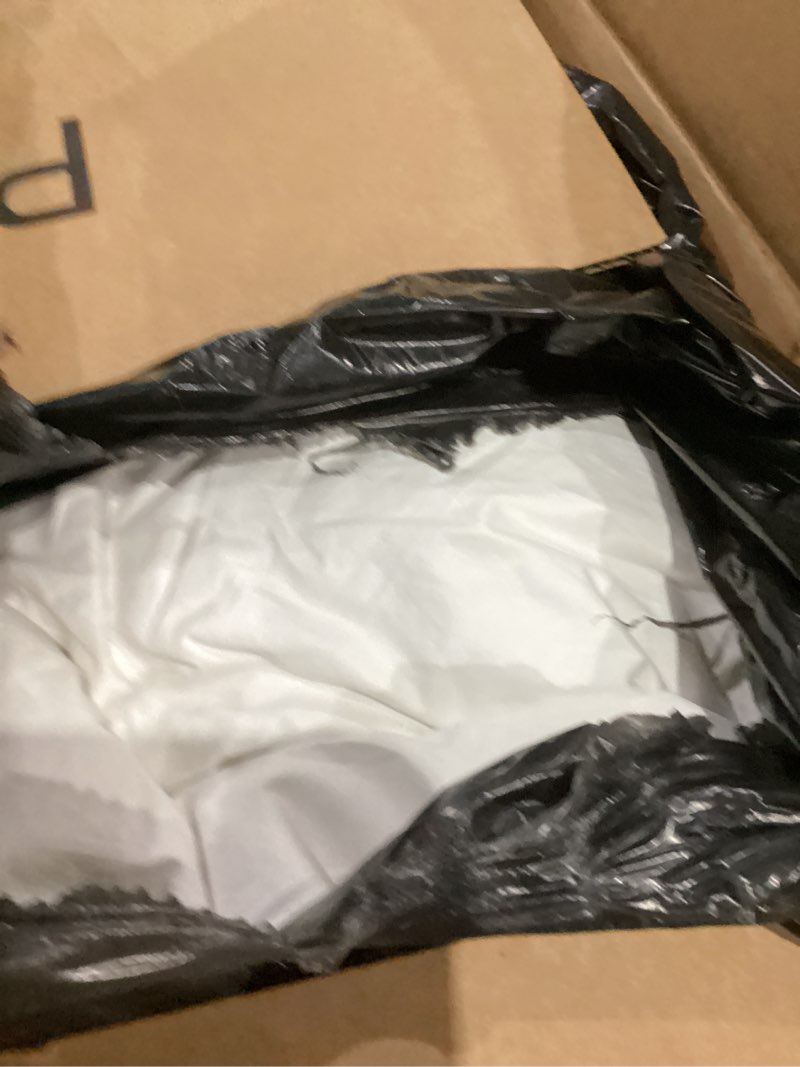 Condition photo showing As Is for Serta Goose Feather Down Fiber Cotton Comforter King Size - 100% Cotton Duvet Insert - Hotel Luxury Hypoallergenic Bedding Comforter Light Warmth 106 x 90 Inch White King Light Warmth