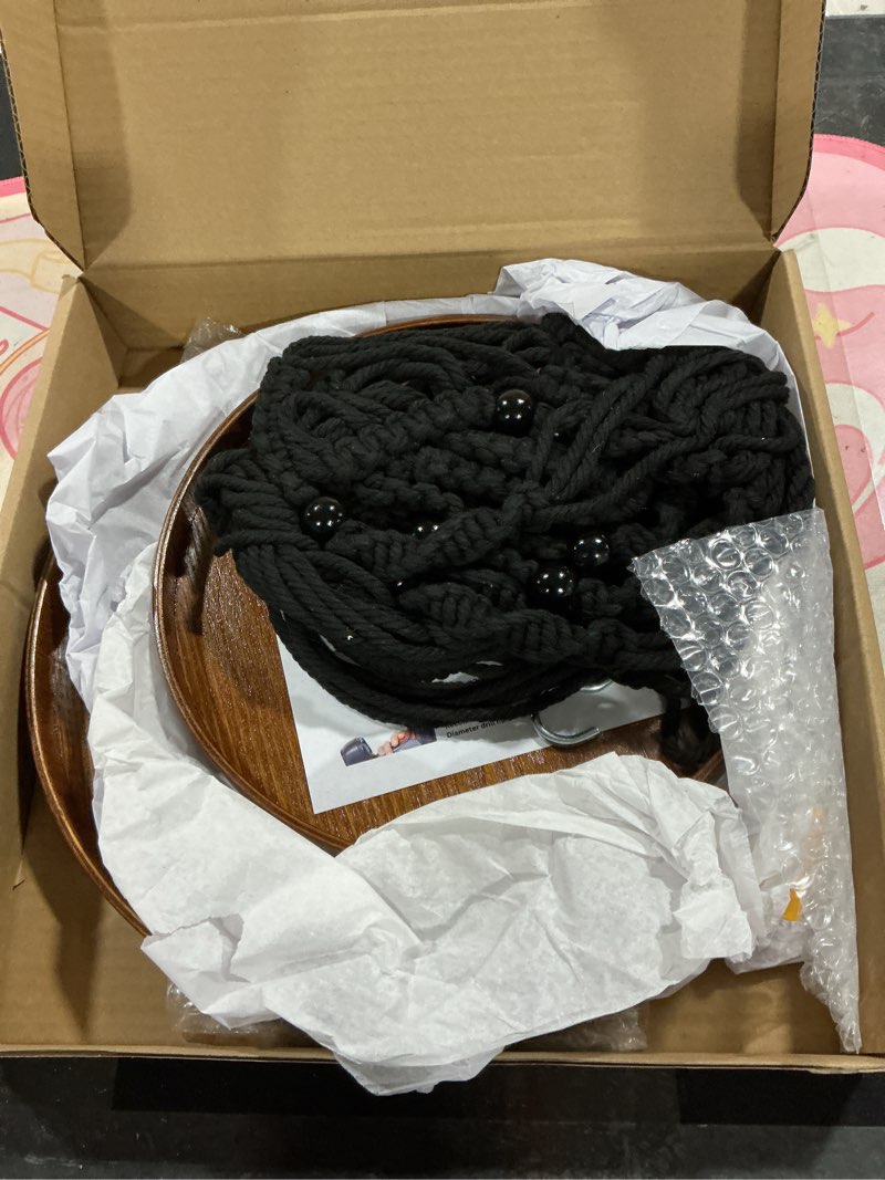 Condition photo showing Good Condition for Shineloha 2 Pack Macrame Plant Hanger | Plant Hanger Indoor, Hanging Planter Shelf | Hanging Planter (Black) (1 Large + 1 Medium) Black 2 Pack