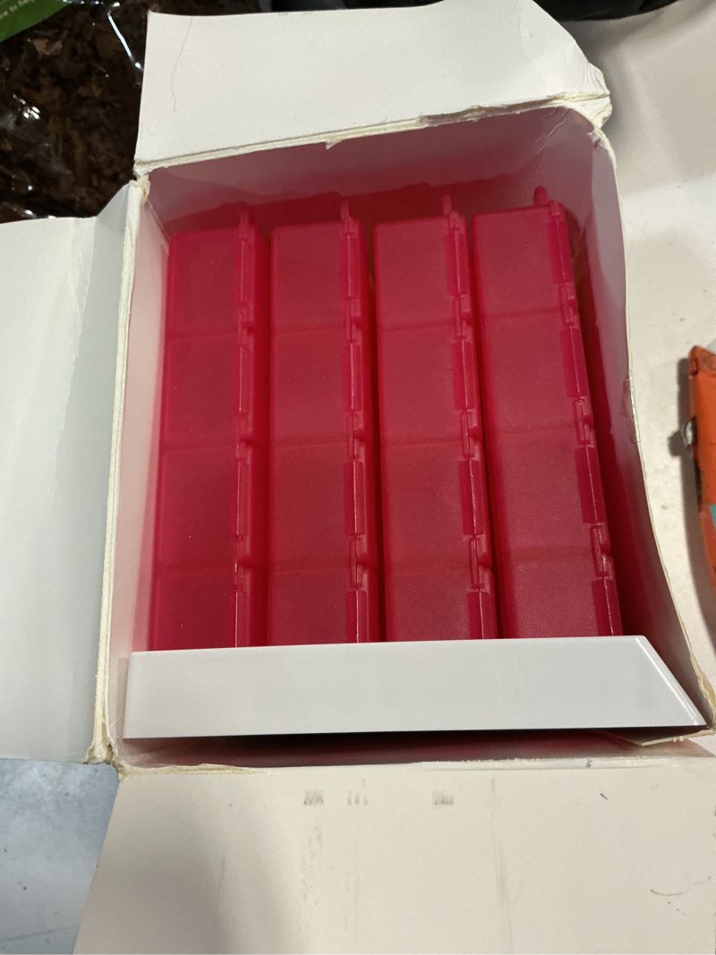 Condition photo showing Good Condition for caidre monthly pill organizer 4 times a day, one month pill organizer, monthly pill box organizer with 32 daily compartments for fish oil, vitamins, supplements and medications, 31 day pill case multi-colored