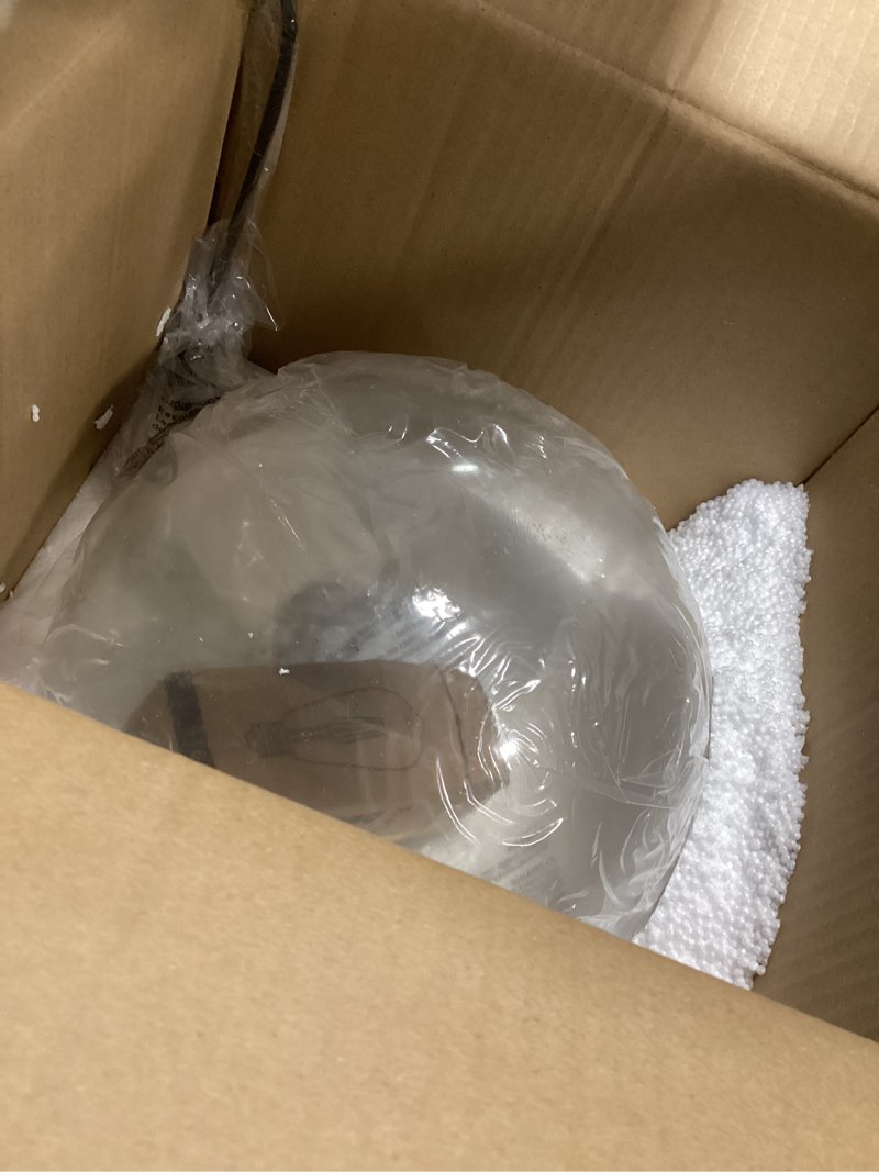 Condition photo showing Good Condition for KoKo&Yukina 10" Globe Pendant Light Gold Mid Century Pendant Glass Globe Light Fixture Mid Century Modern Light Fixture Brushed Brass Finished with Clear Glass Lampshade for Dining Room Bedroom Clear & Brass 10 inch - standard