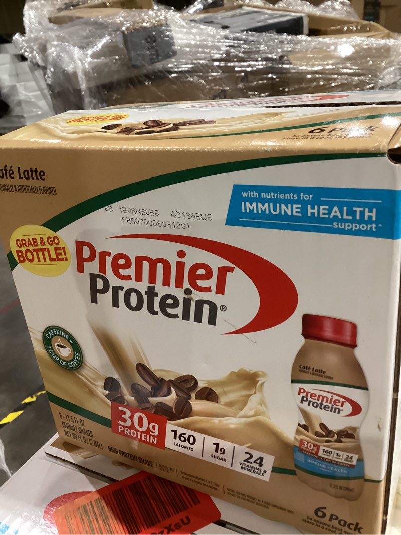 Condition photo showing item condition for Premier Protein Shake, Café Latte, 30g Protein, No Added Sugar, 24 Vitamins & Minerals to Support Immune Health, 11.5 fl oz, 6 Pack (Packaging May Vary) Cafe Latte 11.5 Fl Oz (Pack of 6)
