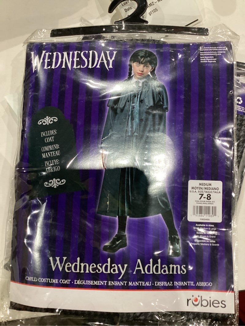Condition photo showing New/Like New for Rubies Wednesday TV Series: Wednesday Addams Costume Coat for Kids Medium
