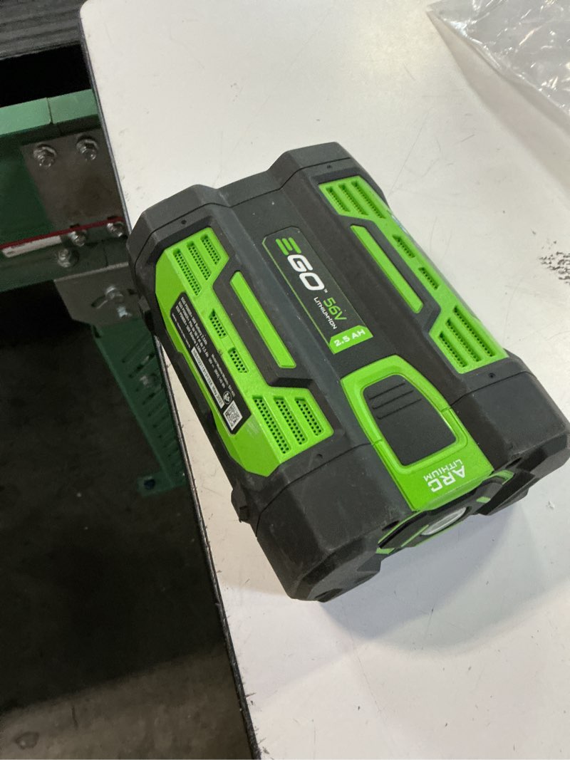Condition photo showing As Is for ego 56 -volt, 1 -pack lithium ion (li-ion) battery