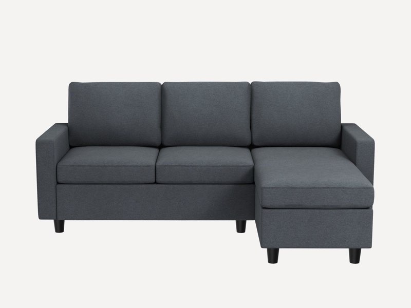 Honbay 3-Piece Polyester Convertible Sectional Sofa, Bluish Grey