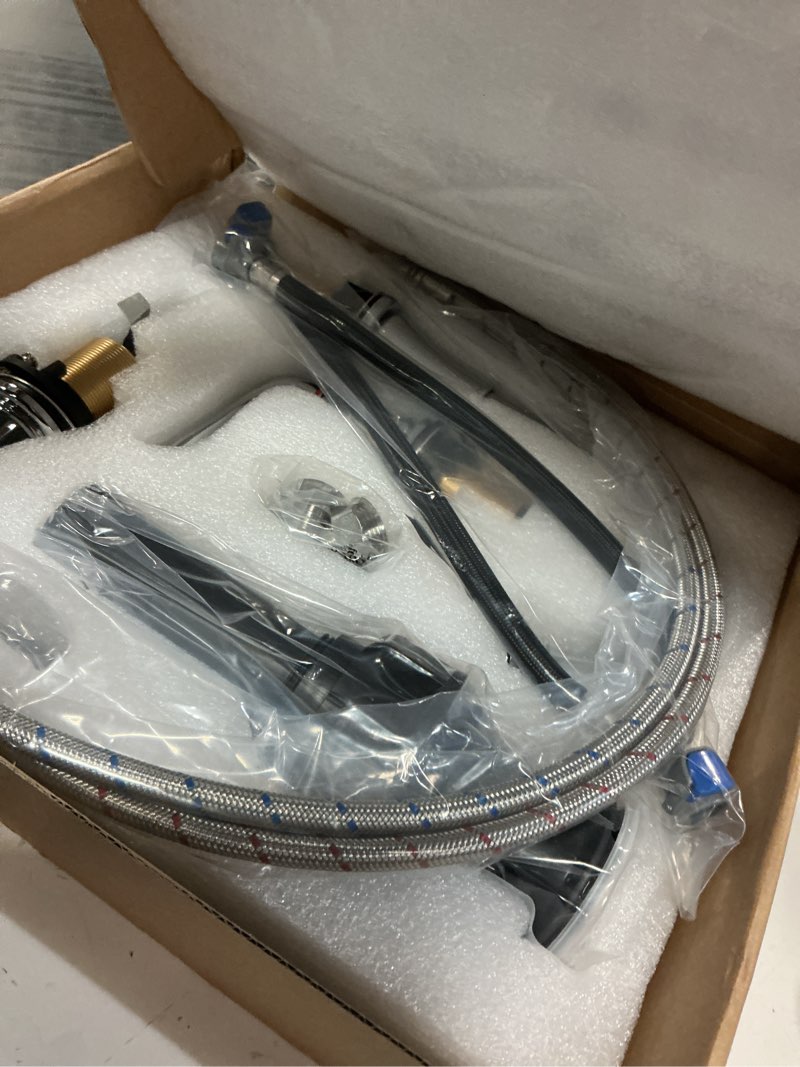 Condition photo showing Good Condition for genbons chrome bathroom faucet 3 hole, 8 inch widespread bathroom sink faucet 2-handles vanity bath faucets with pop up drain widespread bathroom faucet chrome - w