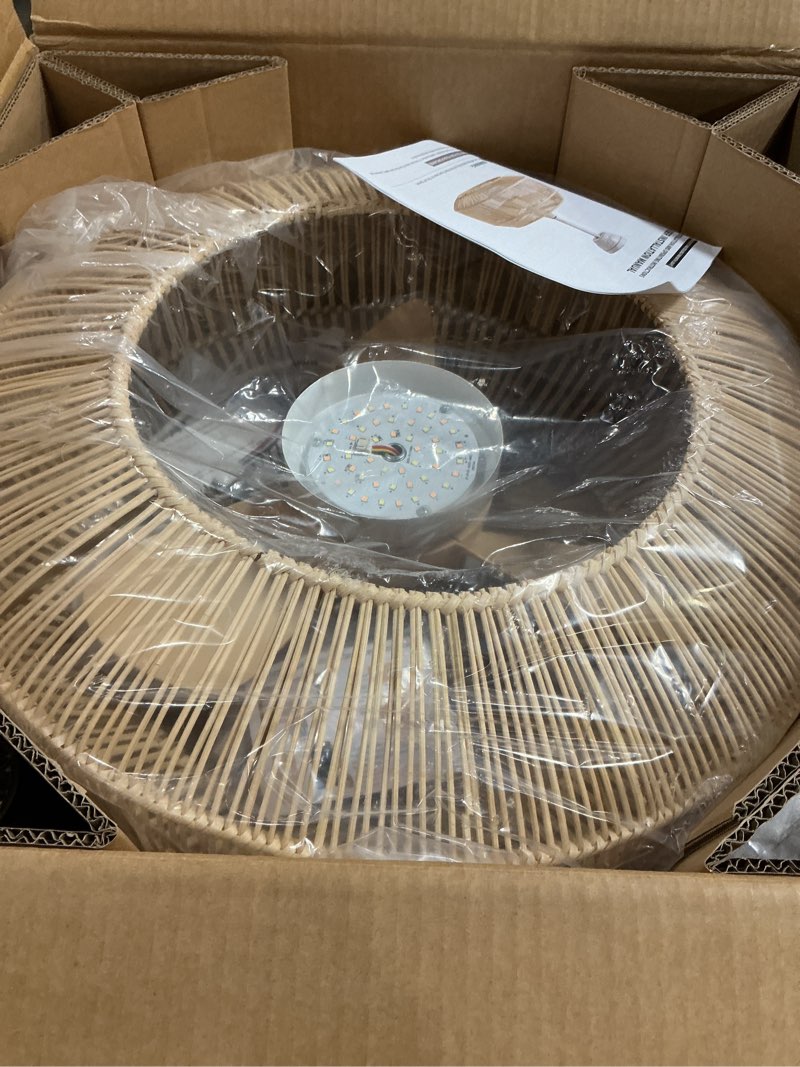 Condition photo showing New/Like New for sydacg ceiling fan with lights flush mount, 20" low profile boho ceiling fan with light remote control, bladeless rattan 6 speeds for bedroom, living room, nursery beige