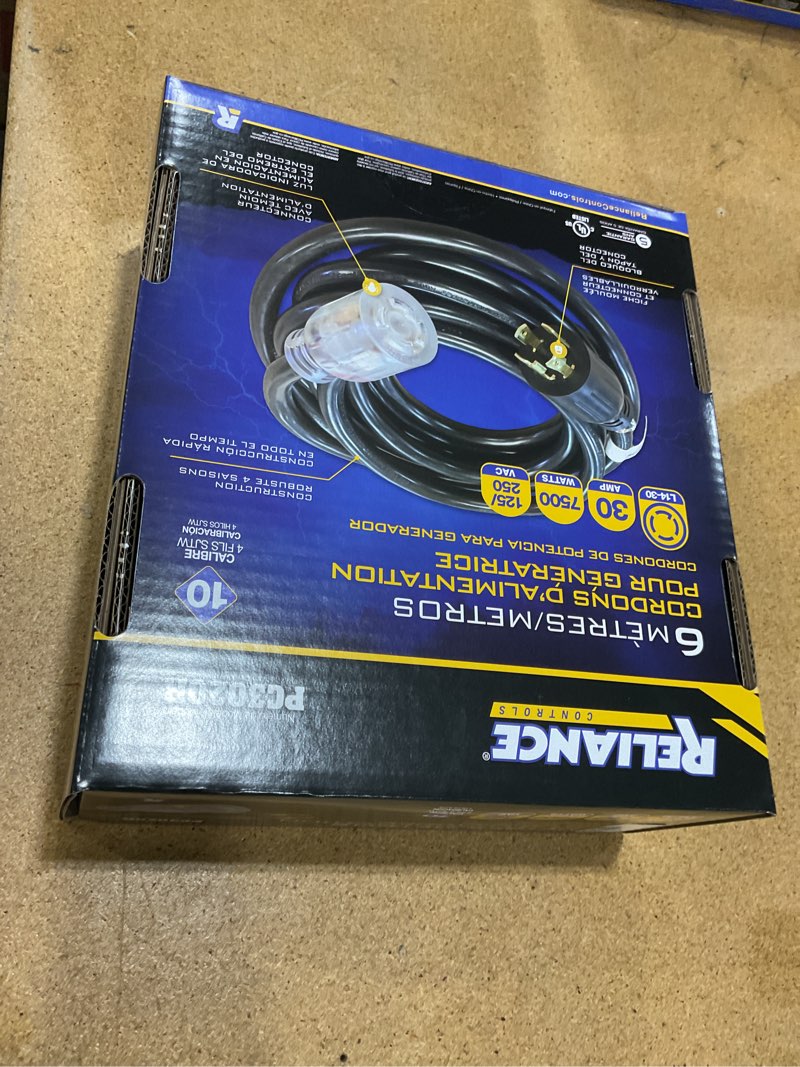 Condition photo showing New/Like New for reliance controls pc3020 pc3020k generator power cord, black