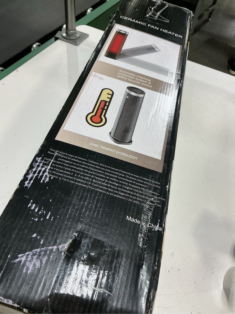 Condition photo showing As Is for Space Heater for Indoor Use with Remote - 70° Oscillating Tower Electric Heater, 24 Inchs, 12H Timer, 1500W Quiet PTC Ceramic Heating with Thermostat, Fast Safety Heat for Office, Home, Bedroom