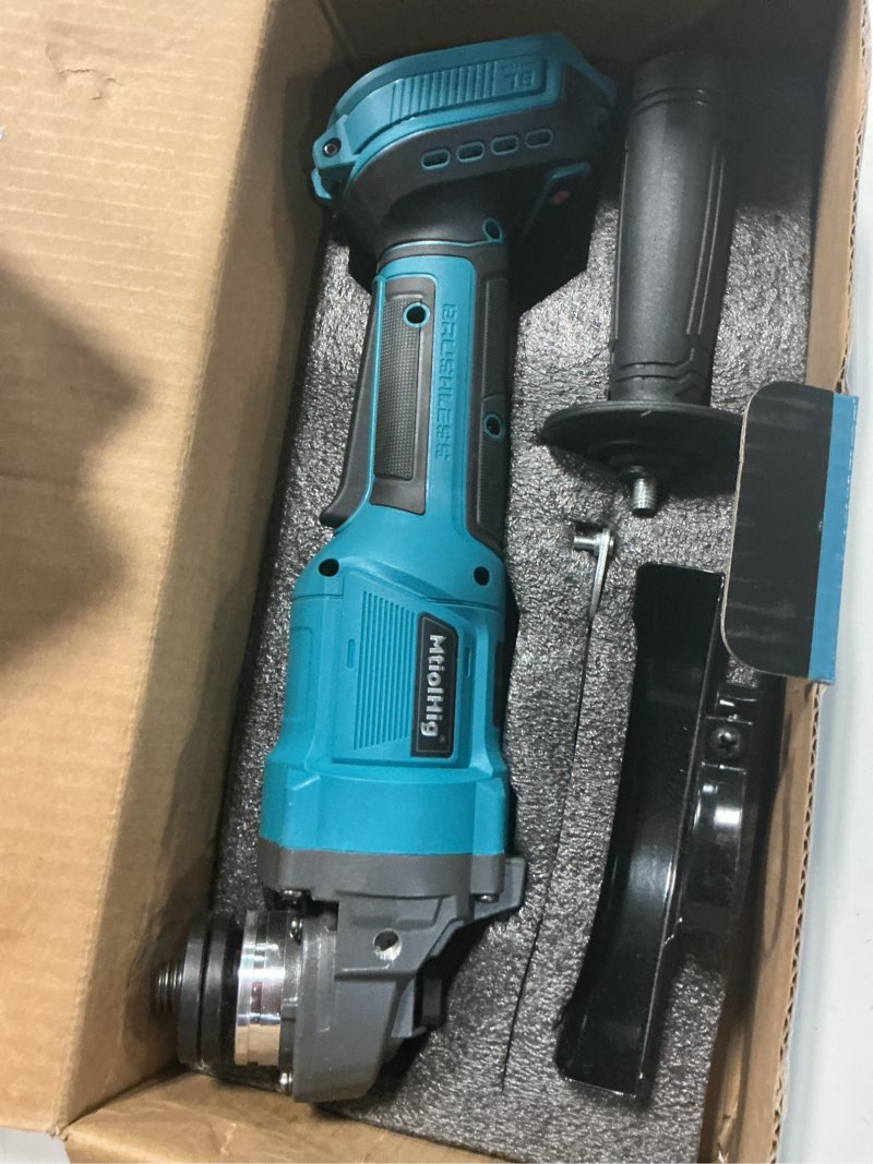 Condition photo showing Good Condition for mtiolhig cordless angle grinder compatible with milwaukee 18v battery: brushless grinder tool - small angle grinder 4-1/2" wheels, 3 variable speed settings for cutting, grinding, polishing, tool only for milwaukee 18v battery