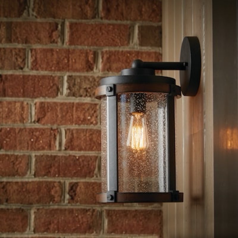 kichler barrington 1 -light 13-in h distressed black hardwired outdoor wall light