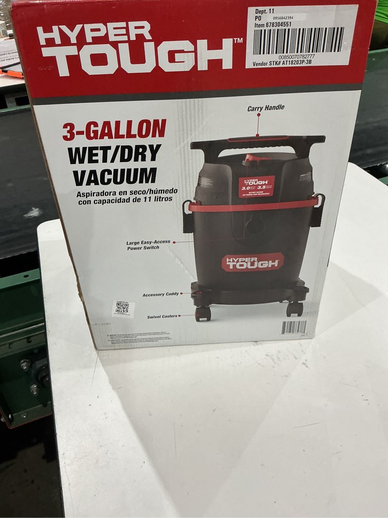 Condition photo showing Good Condition for hyper tough 3 gallon 3.5 hp poly wet dry vacuum for home, car, garage & workshop