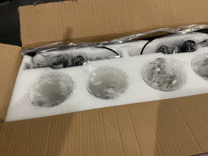 Condition photo showing Good Condition for bathroom light fixtures, black wood with bell jar clear glass shades | 4 light farmhouse vanity light, easy to install, industrial style, mounted over mirror for bathroom, bedroom, hallway black 4-light