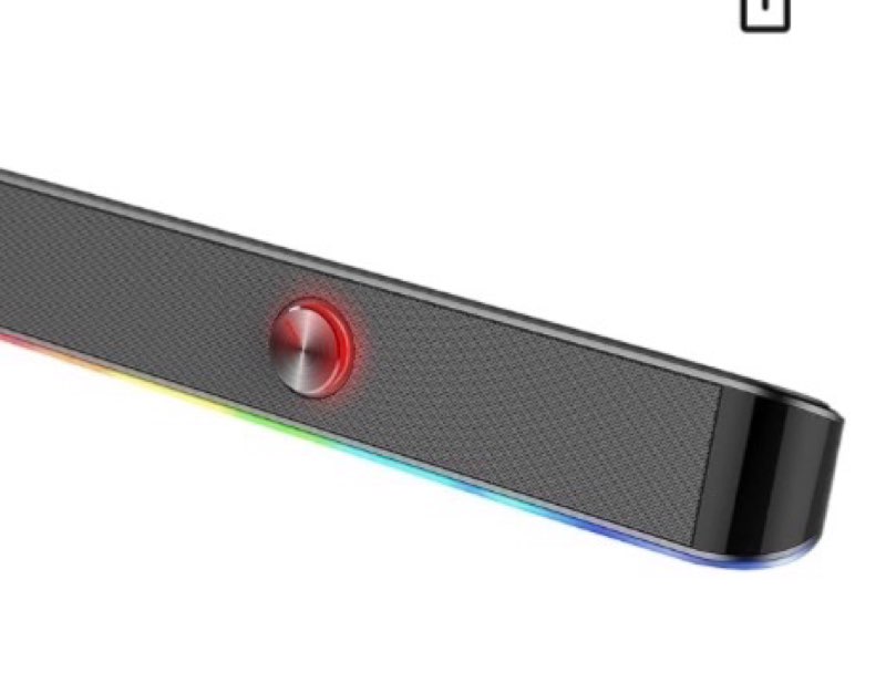 redragon gs560 rgb desktop soundbar, 2.0 channel computer speaker with dynamic lighting bar audio-light sync/display, touch-control backlit with volume knob, usb powered w/ 3.5mm cable