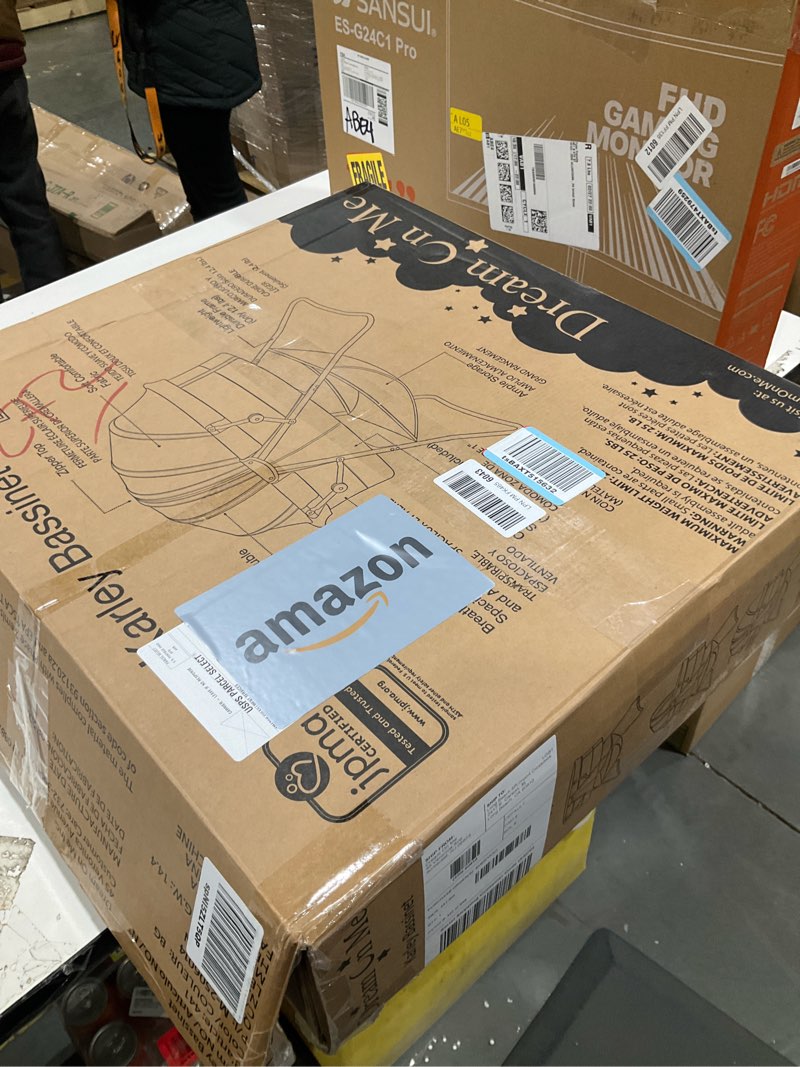 Condition photo showing Good Condition for Dream On Me Karley Bassinet, Award Winner Lightweight Travel Baby Bassinet, Foldable Bedside Sleeper, Adjustable Double Canopy, Spacious Design, Soft Fabric, Storage Basket – Blue and Grey