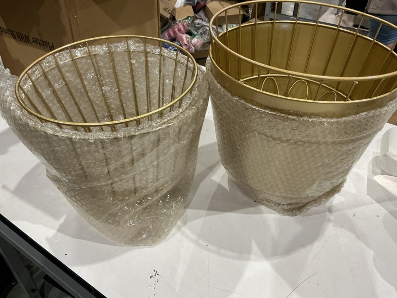 Condition photo showing Good Condition for metal planter stand with pot 12" - decorative gold plant stand holder flower potted rack for corner display, living room, office, indoor, modern home decor - 17.5" tall