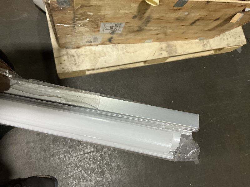 Condition photo showing As Is for hunhun 10-pack 6.6ft/ 2meter u shape led aluminum channel system with milky cover, end caps and mounting clips, aluminum profile for led strip light installations, very easy installation