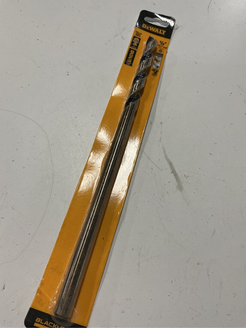Condition photo showing New/Like New for dewalt black & gold 1/2 in. x 12 in. l high speed steel split point aircraft drill bit straight shan