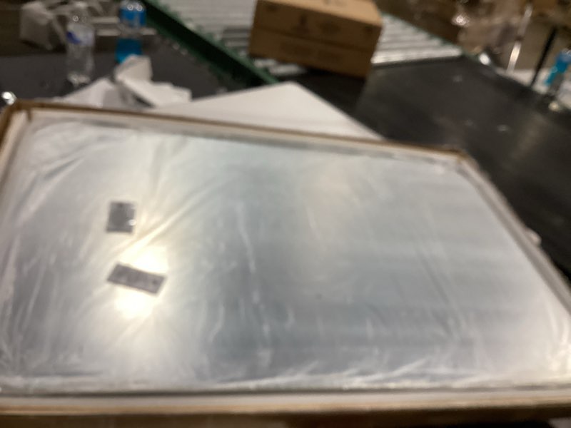 Condition photo showing Good Condition for 24x36 inch bathroom mirrors for over sink, brushed nickel rectangle mirror for bathroom or entryway, wall mounted vanity mirror with aluminum alloy frame&tempered glass, hangs horizontally/vertically nickel 24"l x 36"w 1 pack