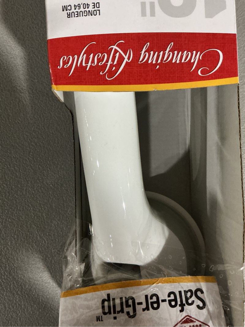 Condition photo showing As Is for safe-er-grip 16 in. l polished plastic grab bar