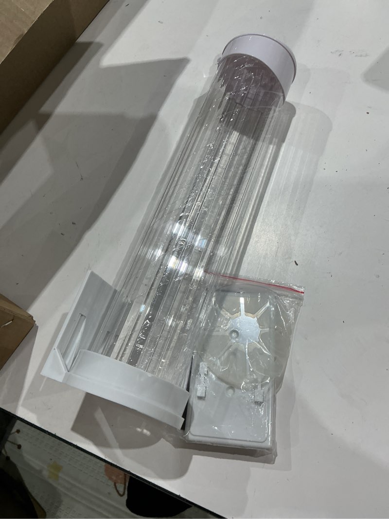 Condition photo showing Good Condition for anti dust paper cup dispenser plastic holder 7.5cm 50 cups, convenient, and practical for home and office use with easy installation fixation, containing, organizing,