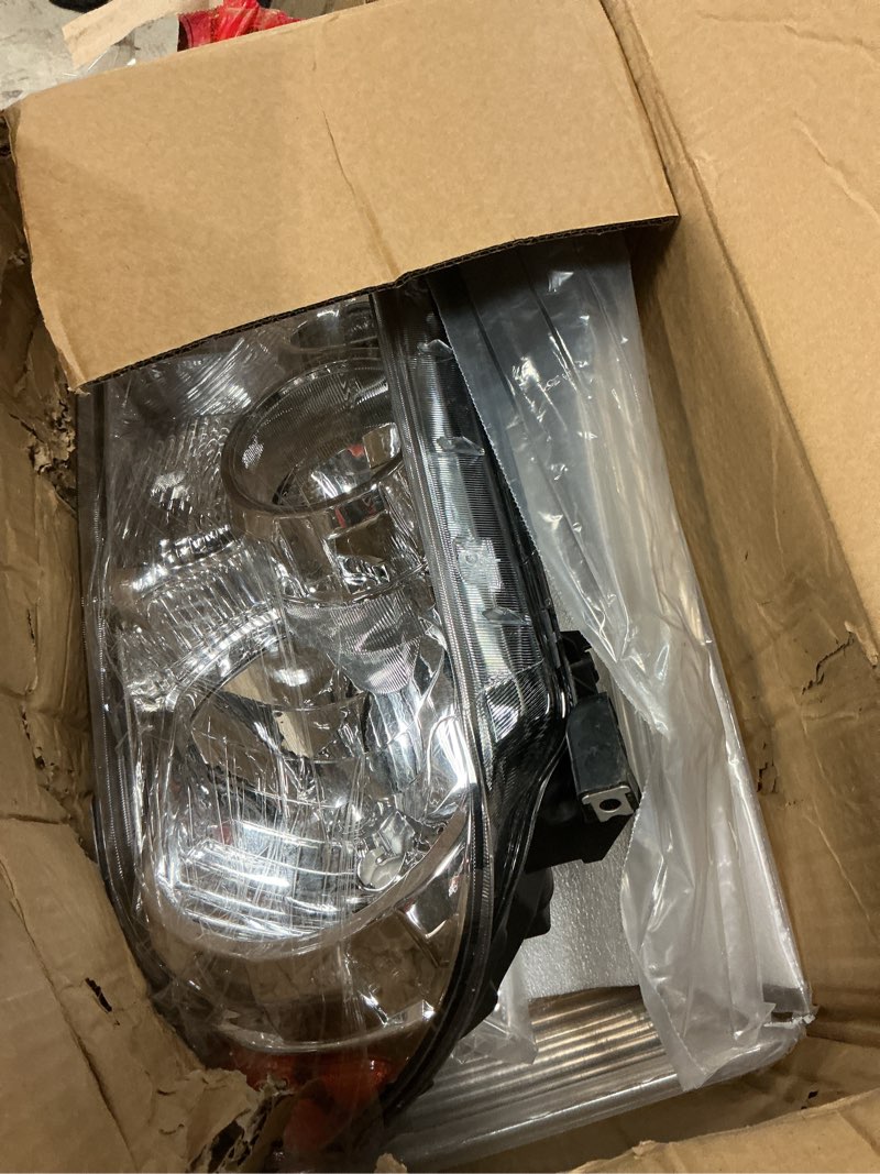 Condition photo showing As Is for headlights w/bulbs assembly for 2007 2008 2009 2010 2011 2012 2013 toyota tundra head lights for 2008-2017 sequoia headlamp halogen replacement l+r, chrome hosuing amber coner clear lens