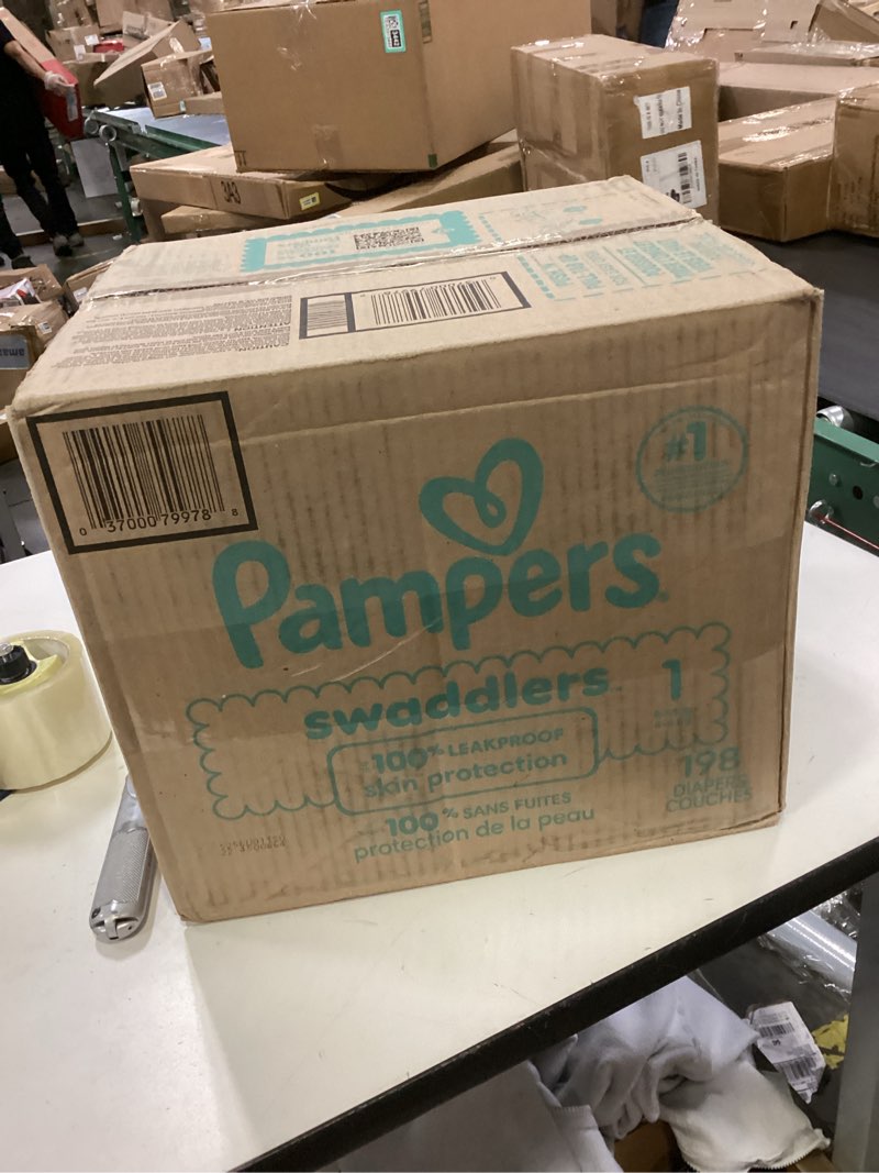 Condition photo showing New/Like New for Pampers Swaddlers Diapers, Size 1 (8-14 lbs), 198 Count, Absorbent, Keeps Baby Dry and Comfortable, Skin Safe Disposable Baby Diaper (Packaging May Vary)
