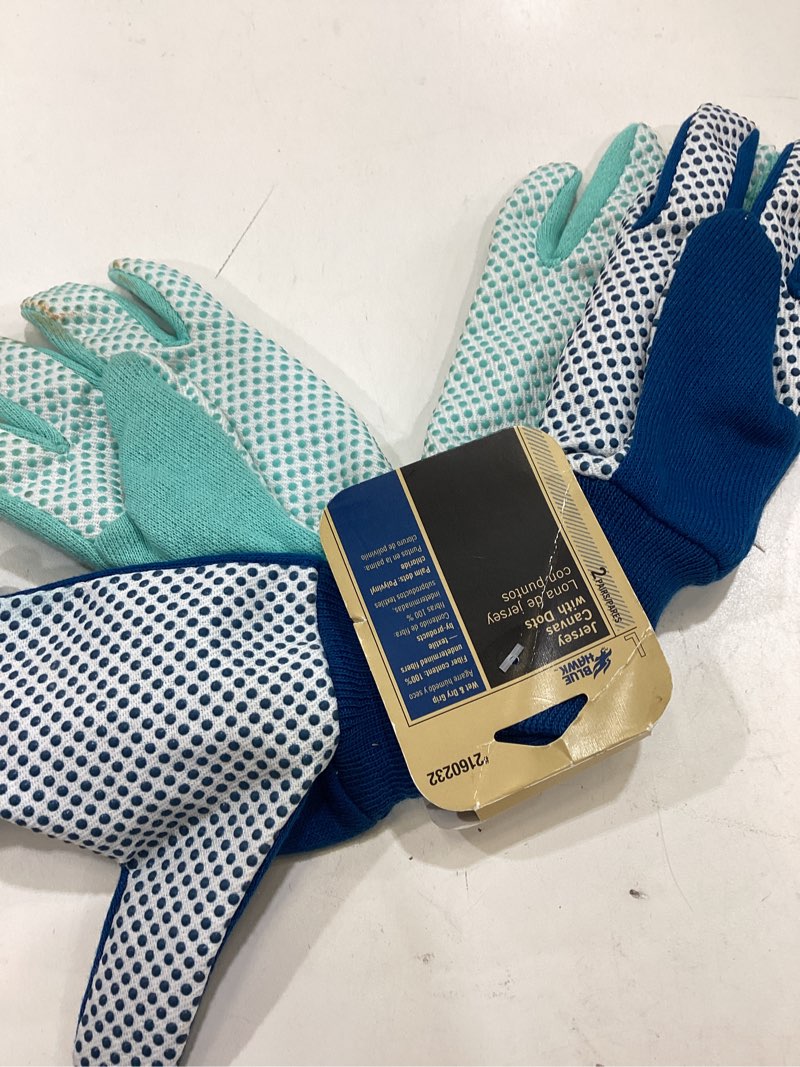 Condition photo showing As Is for 2 pairs ladies garden fabric gloves with gripper dots - one size fits all by midwest gloves & gear (b07sfmbh6m)