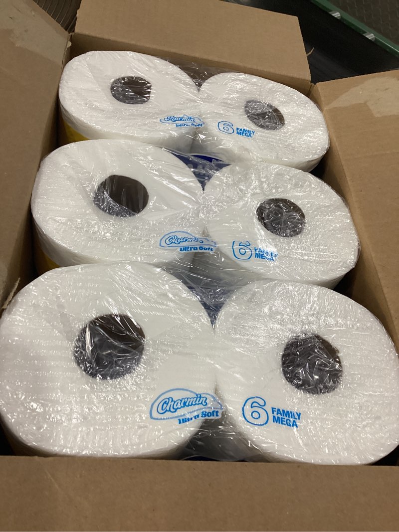 Condition photo showing Good Condition for charmin ultra soft cushiony touch 2-ply toilet paper, 18 family mega rolls = 90 regular rolls, white family mega 18 rolls (267 sheets)