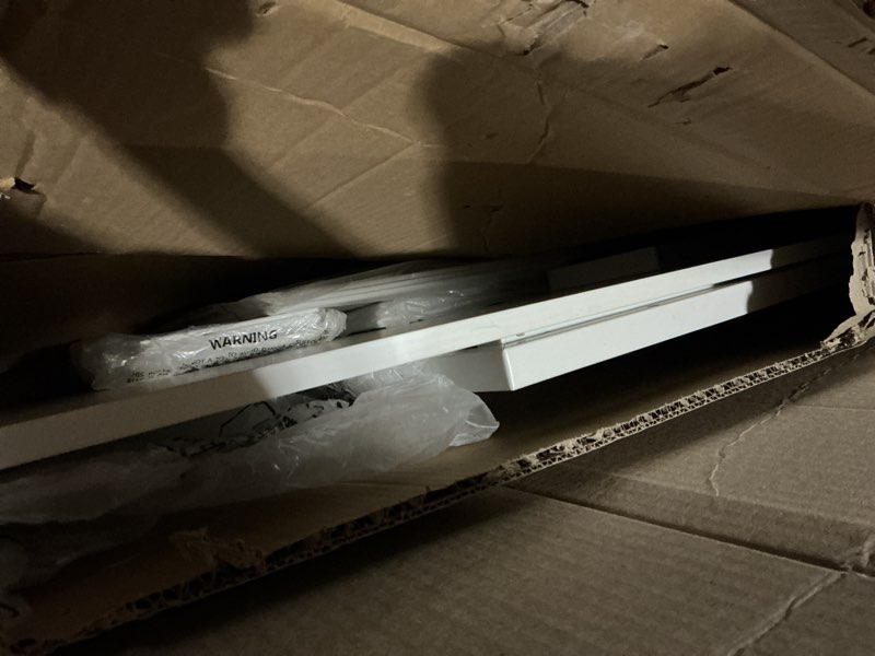 Condition photo showing As Is for Lufeiya Small White Computer Desk with Fabric Drawers for Home Office Bedroom, 40 Inch Vanity Desk with Drawer Storage and Side Pouch, Study Writing Table, White White 39.4"