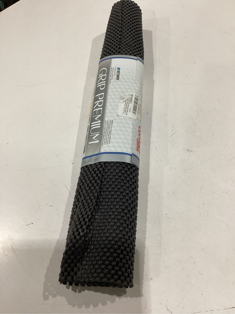 Condition photo showing New/Like New for con-tact brand grip premium shelf liner, thick and non-adhesive drawer liner, multi-purpose and easy to use, 20" x 4', black, pack of 6 20" x 4' 6 rolls black