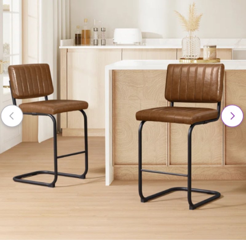 Gautreau 26.77'' Faux Leather Upholstered Metal Framed Counter Stool (Set of 2)